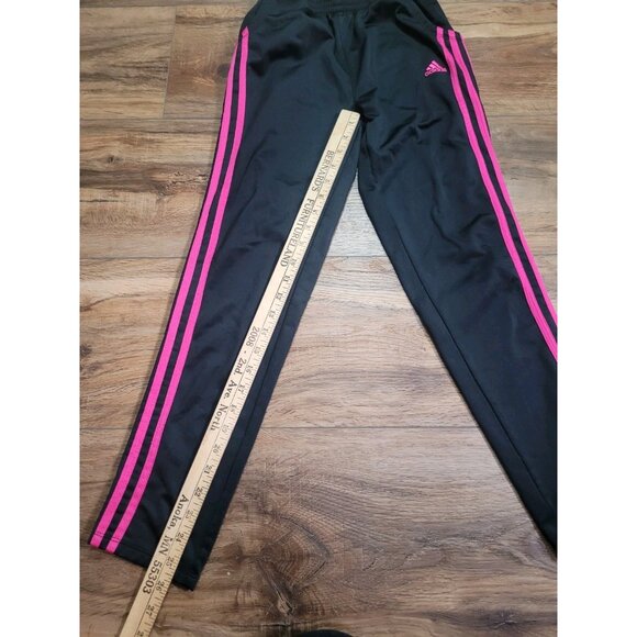 Adidas Youth 3-Stripe Active Jogger Pants Black Heathered Pink Stripe Size L-14 - Picture 5 of 7